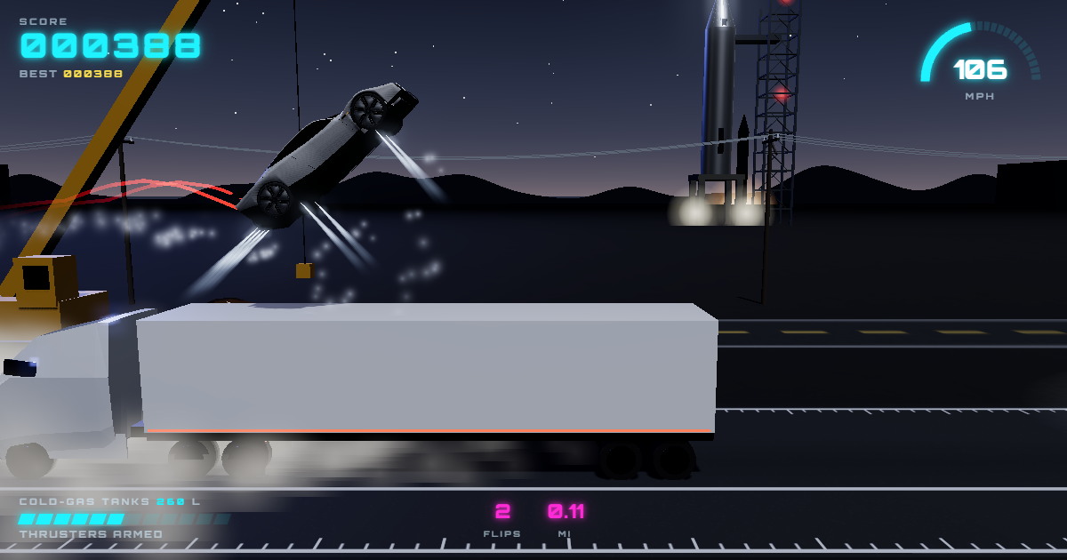 I built a Three.js where you drive the new flying Tesla Roadster